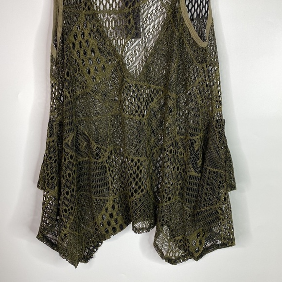 Lilly By Firmiana Green Boho Crochet Vneck Sleeveless Top Small NWT - Picture 6 of 11